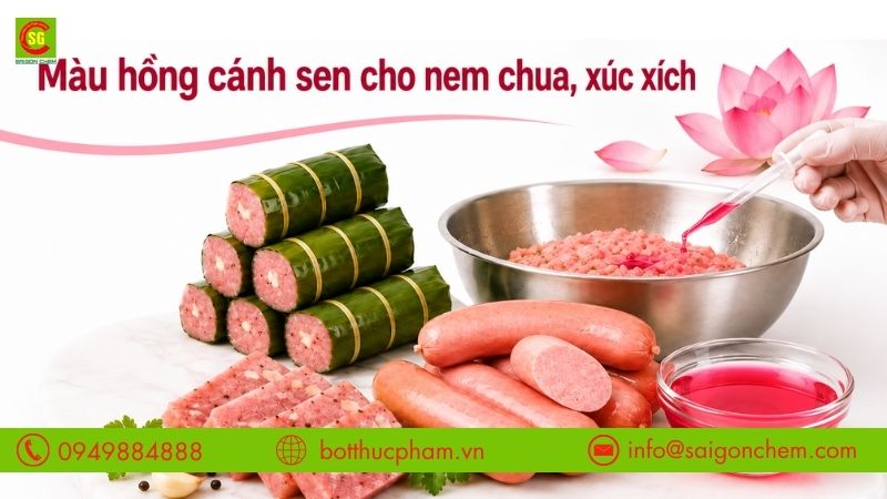 Màu hồng cánh sen cho nem chua và xúc xích hấp dẫn